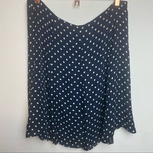 Jones New York Signature Silk Navy Cream Polka Dot Flowy Skirt 16
